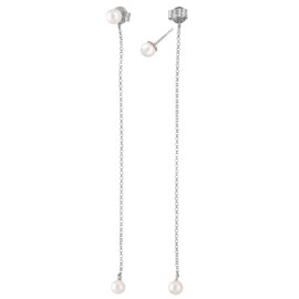 Handmade Drop Dangle Sterling silver dainty studs ear jacket pearl earrings double pearl front back earring jackets pearl threader earrings statementlong