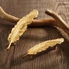 LFWATAXY 2PCS Solid brass feather cabinet drawer handle knob, gold