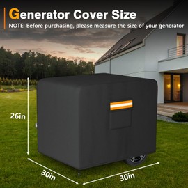 EVRBUL Generator Cover, 30”L x 30”W x 26”H Heavy Duty Waterproof 420D All-Weather Generator Cover with Storage Pocket Compatible with Most Generators 6000-11000 Watt (Black)
