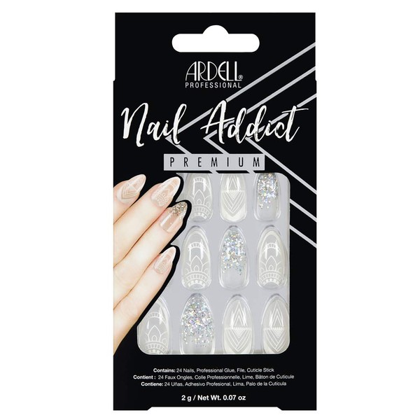 Ardell Nail Addict Premium Artificial Nail Set, Glass Deco