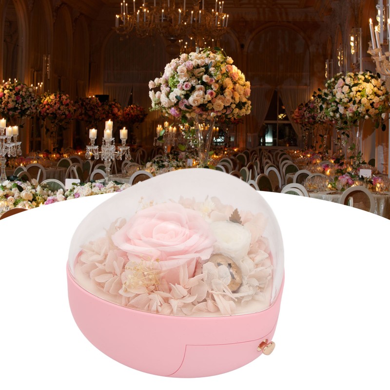 Heart Shaped Jewelry Box Wedding Preserved Flower Necklace Ring Storage