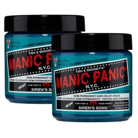 MANIC PANIC Siren's Song Hair Dye – Classic High Voltage - (2PK) Semi Permanent Hair Color - Blue Green Shade - Glows in Blacklight – Vegan, PPD & Ammonia Free - For Hair Coloring on Men & Women