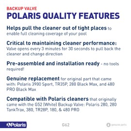 Polaris Back-Up Valve Black 280 380 480 Pro