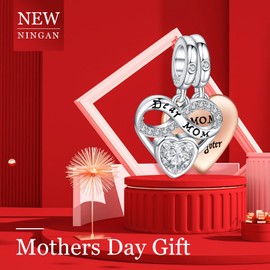 NINGAN 925 Sterling Silver Pendant Charm Gift for Mum Mother's Day Necklace Bracelet Compatible for Women, Cubic Zirconia, Cubic Zirconia