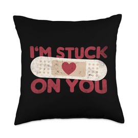 I'm Stuck On You - Funny Band Aid Pun Saying Nurse Gift Throw Pillow
