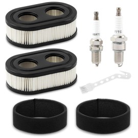 2PCS 593260 Air Filter with Pre Filter and Spark Plug Compatible with Briggs and Stratton 500EX 550EX 575EX 625EX 725EXI Engines, Air Filter Parts for Recycler 22 and Troy Bilt Lawn Mower