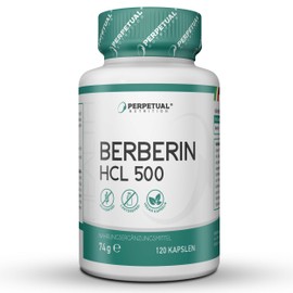 Perpetual Nutrition Berberine HCL High Dose 500mg Capsules Pack of 120 - Berberis Vulgaris Supplement - Extract for Cholesterol and Heart