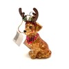 Noble Gems Golden Retriever with Antlers Glass Ornament