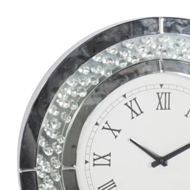 Deco 79 Glass Decorative Wall Clock Mirrored Wall Clock for Home with Floating Crystals, Wall Clock for Room 20" x 2" x 20", White