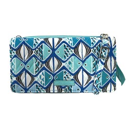 Vera Bradley RFID Wallet Crossbody, Go Fish Blue
