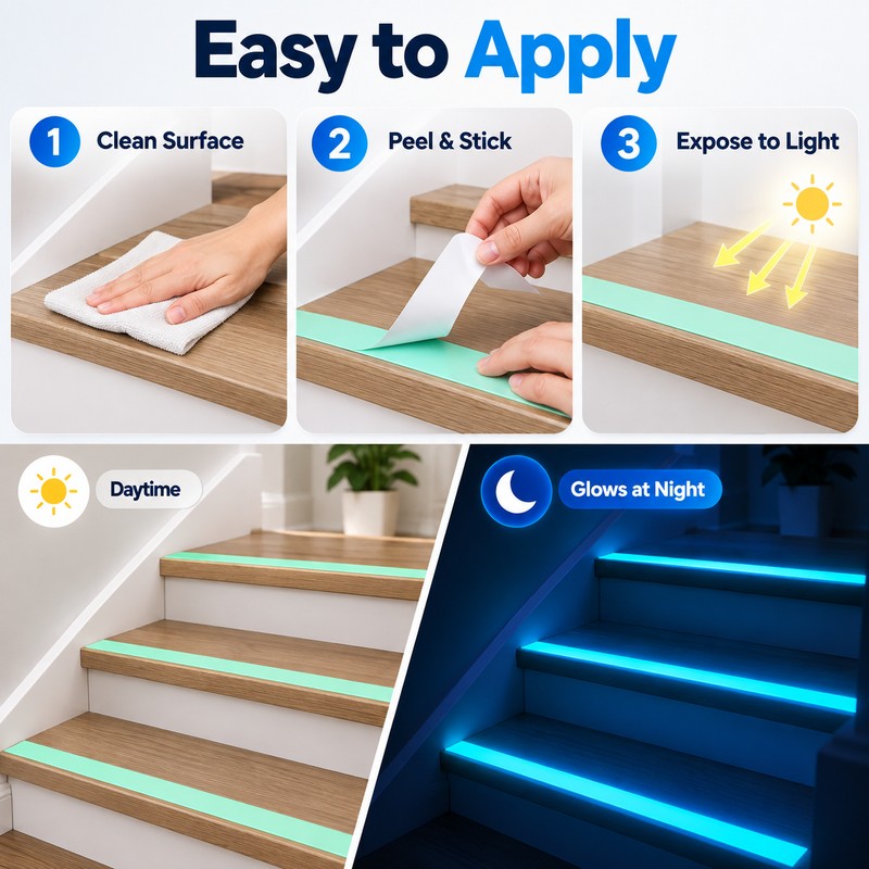 Glow-in-the-Dark Tape for Stairs & Walls – 1cm × 3m
