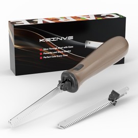 KEINVE Electric Knife for Meat Slicing, Electric Carving Set for Poultry, Bread, Foam Crafts & More, with Spare Serrated Stainless Steel Blades (Medium)