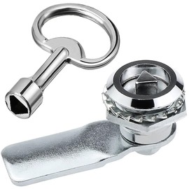 Litensch Locking of the Electricity Meter Box, Gas Meter Box Lock with Triangle Key, Mailbox Lock, Switch Cabinet Lock, Cam Lock with Thread, Cabinet, Furniture Lock (Silver, Pack of 1)