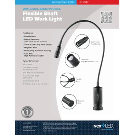 NextLED NT-7647 20-Inch Gooseneck Flashlight with Magnetic Base, Cree LED, Zoomable Lens, IP54 Rating Waterproof. Flexible LED Light, Work Bench, Auto Repair, Grill Light, Inspection