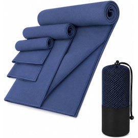 PUBAMALL Toallas de Microfibra para Entrenamiento y Viaje, Toalla de Viaje Ligera y Portatil, Toalla Deportiva para Sudor de Gimnasio, Hot Yoga, Tenis, Correr (3, Azul)