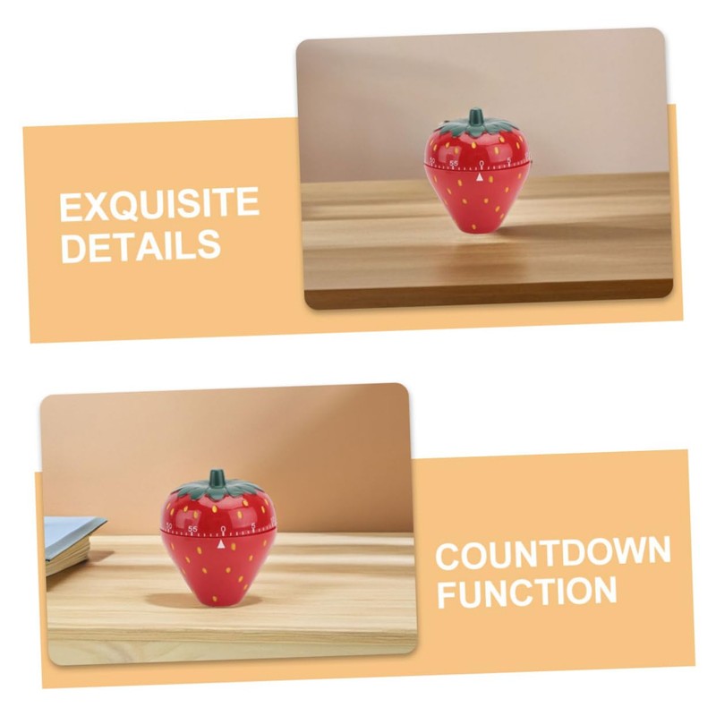 LIFKOME Strawberry Shape Mechanical Timer Manual Countdown for Kitchen Cooking