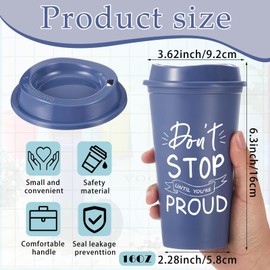 FillTouch 12 Pcs 16 oz Reusable Plastic Coffee Cups with Lids and Positive Sayings, Bulk Inspirational Gifts for Women Men Employee Coworker Staff Team Volunteer, Hot or Cold Drinks (Morandi)