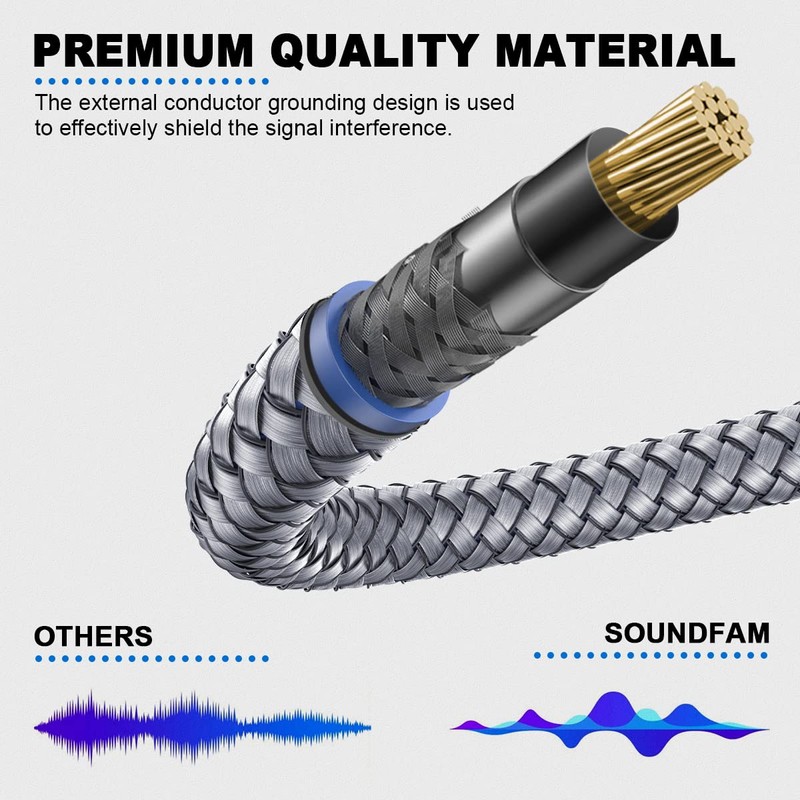 SOUNDFAM - Cable de subwoofer RCA de 3 m, conector