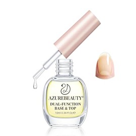 AZUREBEAUTY 2-in-1 Base & Top Coat Nail Polish, Clear Light Yellow Long Lasting All Season Quick Dry Natural Fingernail Lacquer Strengthening Treatment Kit with Top Coat DIY Salon at Home