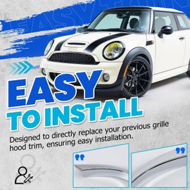 ECOTRIC Chrome Grille Hood Trim Moulding Compatible with 2009-2015 Mini Cooper R55 R56 R58 R59 Replacement for MC1235100 51132751040, Front Molding Grille Chrome Trim
