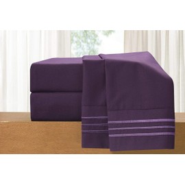Elegant Comfort Luxury 4-Piece Bed Sheet Set - Luxury Bedding 1500 Premium Hotel Quality Microfiber, Wrinkle Resistant Cool & Breathable, Easy Elastic Fitted, Full, Plum-Purple