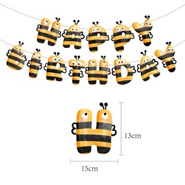 UgyDuky Bee Happy Birthday Banner, Bumble Bee Party Decorations, Bee Cupcake Toppers, Bee Hanging Swirls, Bee Birthday Party Decoration for Girls Boys, Bee Themed Birthday Decorations for Spring Party