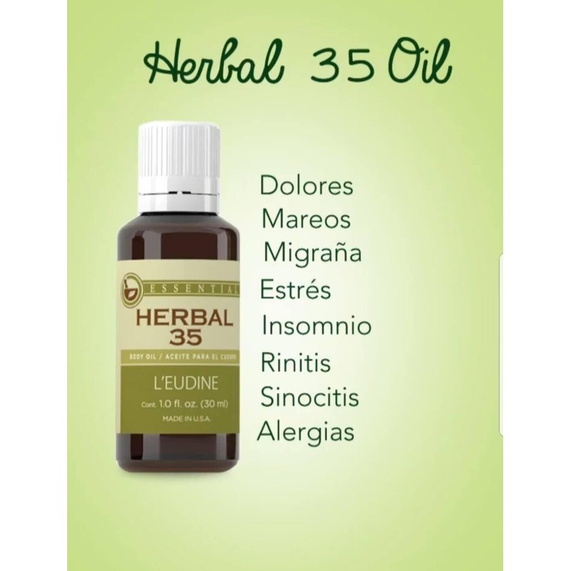 Leudine HERBAL 35 W/35 Essential Oils Headaches Stress Migraine