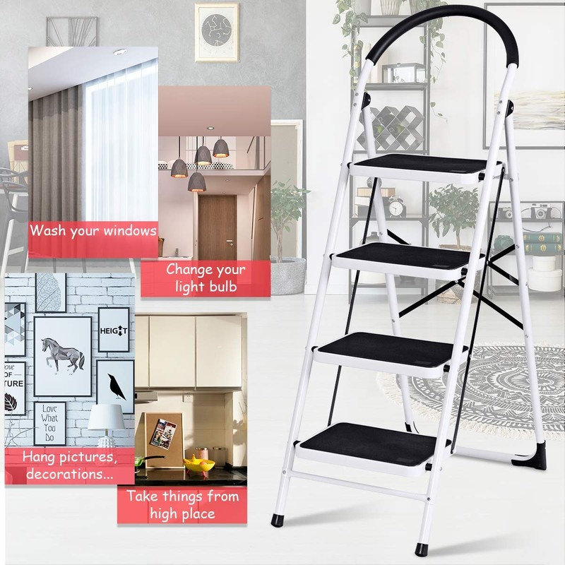 Nightcore 4 Step Ladder Folding Step Stool Platform, Multiuse Stepladder