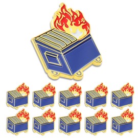 Pack of 6 Funny Dumpster Fire Lapel Pin Bulk -1 Inch Metal Fire Flame Trash Badge For Hat Men Women Brooch