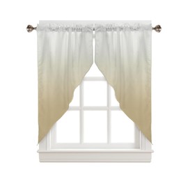 Swag Curtain Valances Retro Yellow Ombre Swag Valances for Kitchen Windows Gradient Gradual Color Short Topper Curtains Tier Pair for Kitchen Bedroom Living Room Bathroom Cafe 28"x36"