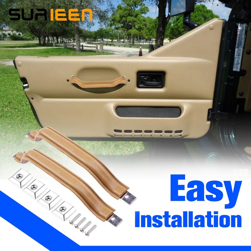 SURIEEN 55009801K Interior Door Handle Pull Strap Kit, Brown Front