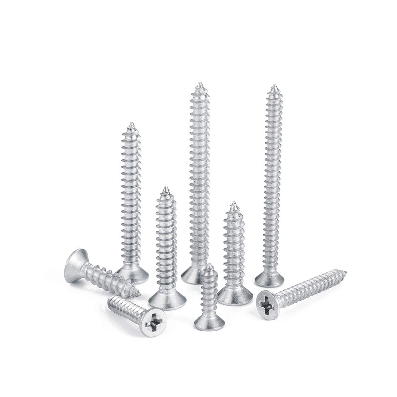 NINDEJIN 242Pcs 304 Stainless Steel Flat Head Self Tapping Screw