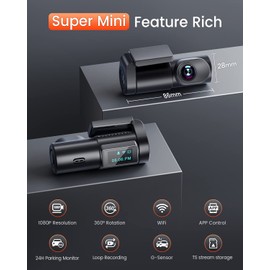 BESTSEE Dash Cam Front, 1080P Mini WiFi DashCam for Cars, Car Camera Dash with 0.96" mini screen Parking Monitor, Super Night Vision, 170° Wide Angle, App Control, G-Sensor, Easy Installation…