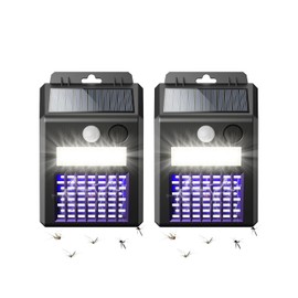 Solar Bug Zapper Outdoor - 2-in-1 Waterproof Cordless Mosquito Zapper with 3 Modes, Motion Sensor Light & UV Light, Rechargeable Mosquito Killer Lamp for Patio Yard Garden