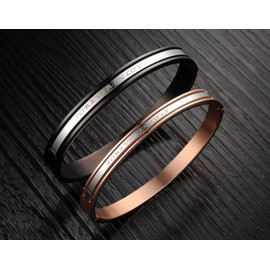 Flongo Forever In Love Stainless Steel Bracelet Bangle Cuff Silver Black Rose Gold Love Valentine Couples Set Men Women, Stainless Steel