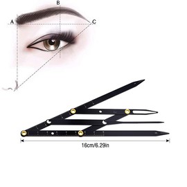 Gobesty Tattoo Eyebrow Ruler, Eyebrow Ruler with Golden Ratio Stainless Steel Brake Caliper Eyebrow Design Eye Brow Measurement Tool Semi Permanent Make Up Accessories Made of Magnesium