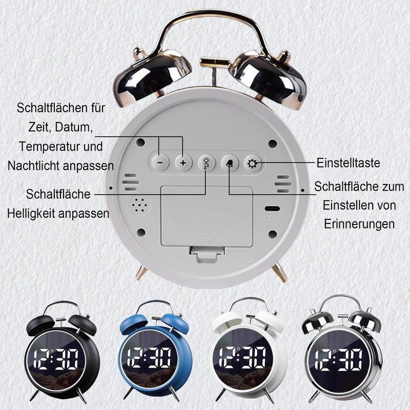Justup Alarm Clock, Digital Alarm Clock with Large LED Display,