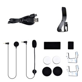 Fodsports The New Version FX8 Accessories, Motorcycle Helmet Bluetooth Headset Intercom Communication System Kit(Iron Clip/Hard Soft Mic/USB Charge Cable/2 Rubber Pad/8 Adhesive Pads Stickers)