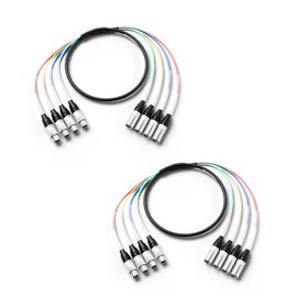 PRORECK 6ft Snake Cable, 4-Channel Shielded Audio Cable XLR Male to XLR Female, with Color-Marked Connectors for Professional Stage, Studio, and Live (2-Pack) (PR-XLR/XLR-4 * 6P)