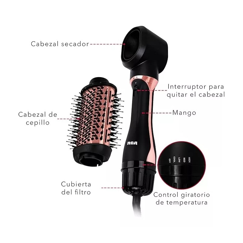RCA Cepillo 2 En 1 Cabezal Intercambiable Frio Caliente P52