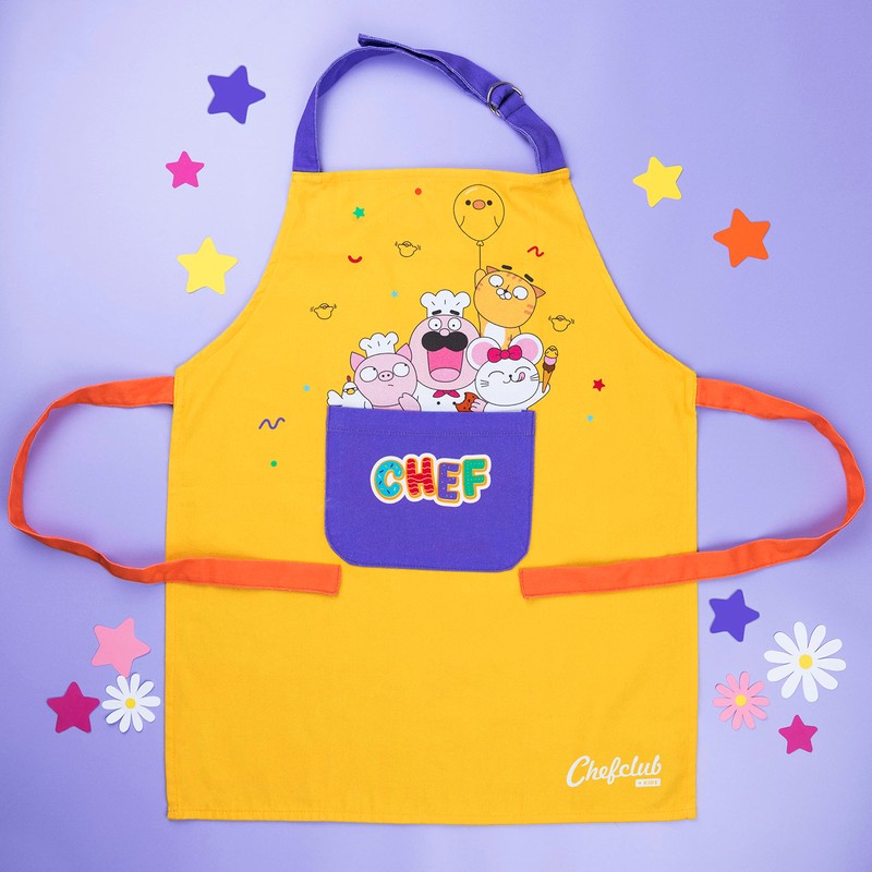Chefclub Unisex Children's Cotton Apron, Yellow, One Size, yellow