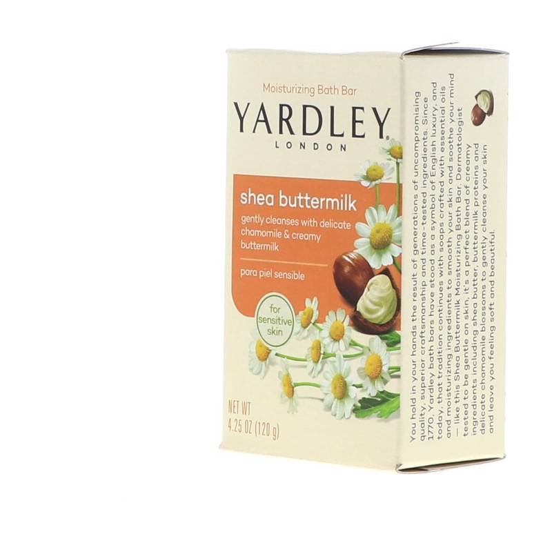 Yardley London Sensitive Skin Shea Buttermilk Bar Soap, 4.0 oz