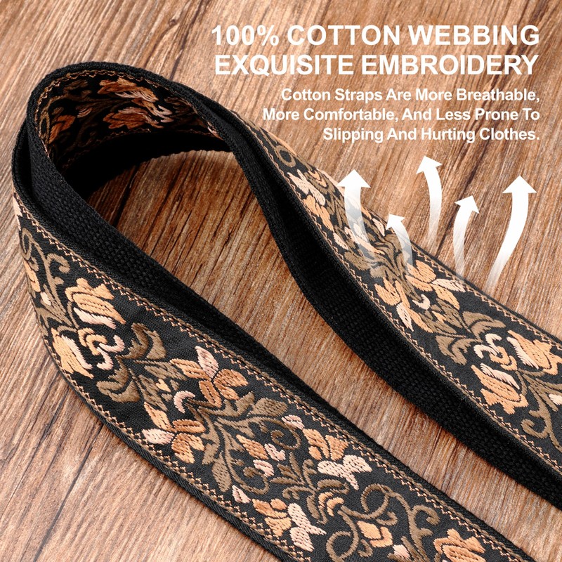 Nefelibata Banjo Strap, 2"Wide Full Grain Cowhide Guitar Strap Adjustable