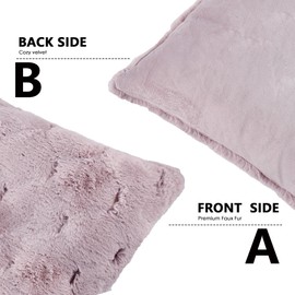 BYTIDE Plush Soft Jacquard Faux Rabbit Fur Throw Pillow Covers Set, 20 x 20 Inches Pack of 2, Furry Fuzzy Decorative Square Cushion Case Pillowcase for Couch Bed Car Bedroom Living Room, Pink