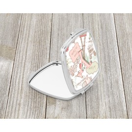 Caroline's Treasures Letter Y Love in Paris Pink Compact Travel Mirrors, Multicolor