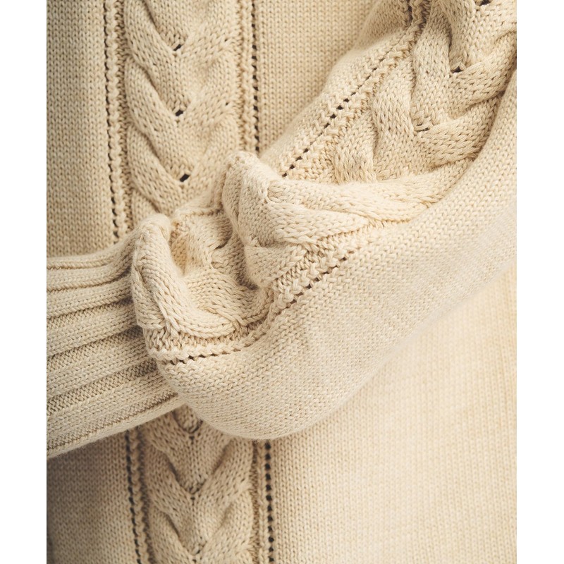 NAADAM Women Cafe Cotton Cashmere Cable Knit Cardigan, Ecru,Medium