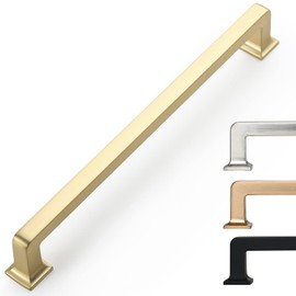 9BUILD 10 Pack 7 Inch Cabinet Handles - Brushed Brass Kitchen Hardware - Gold Pulls