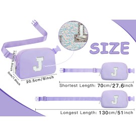 COSHAYSOO Purple Belt Bag Crossbody Initial Fanny Waist Pack Small Cross Body Hip Bum Purse for Teen Girl Women Travelers Shopping Gym Travel Traveling Trip Gift Christmas Presents Letter J
