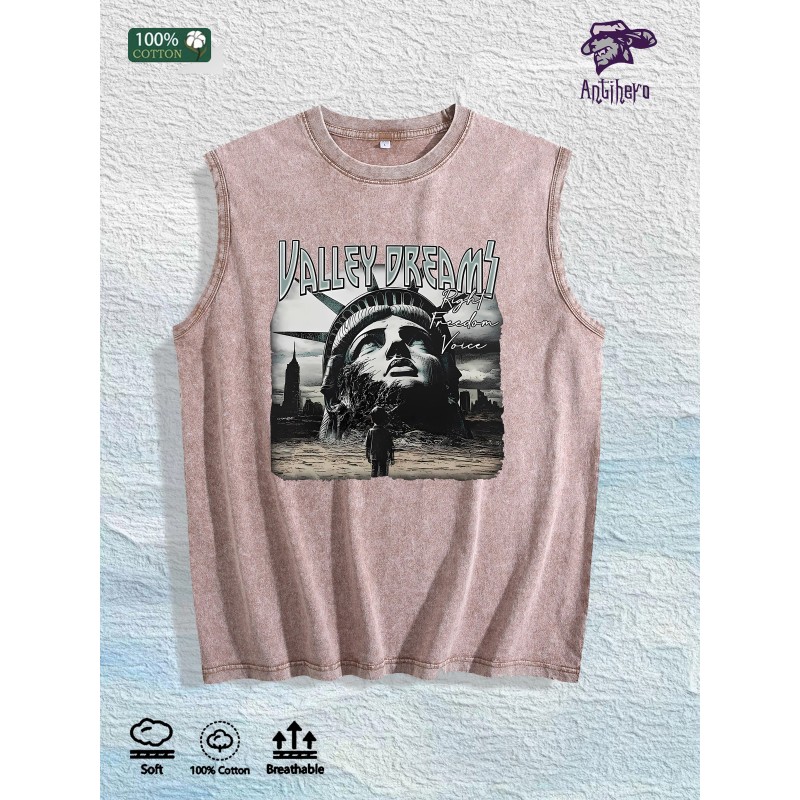 Valley Dreams Liberty Graphic Washed Vest US Warehouse 3 Colors