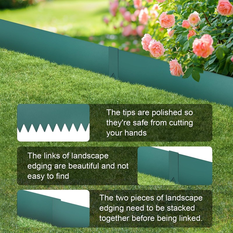 Landscape Edging Kit, Galvanized Steel Edging Landscape Lawn Edging Powder